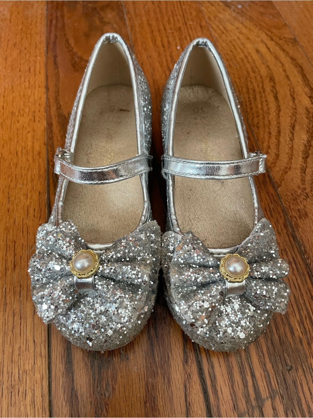 Girls Silver Glitter Heels